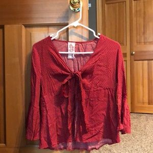 Red polka dot blouse